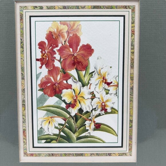 Singapore Orchid Flowers Print Matted Tropical Collection  10 x 12 Pink Yellow - Picture 2 of 6